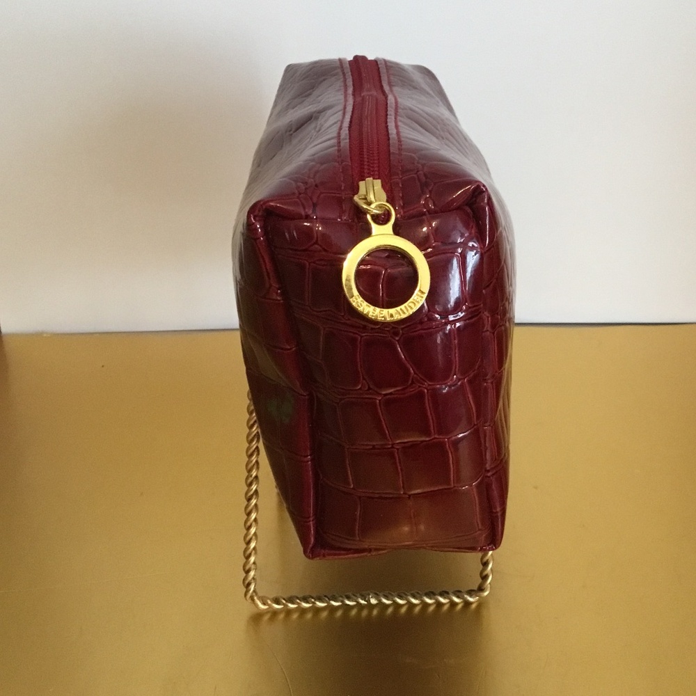 ESTEE LAUDER Croc embossed wine color makeup bag - Picture 2 of 5